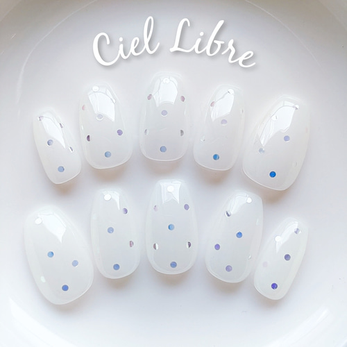 サイズオーダー】No.4 (ネイルチップ/ジェルネイル/シアー/ホワイト  