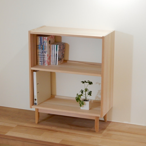 国産杉の香りオープンラック 収納棚・本棚 北欧デザイン【幅68㎝収納棚