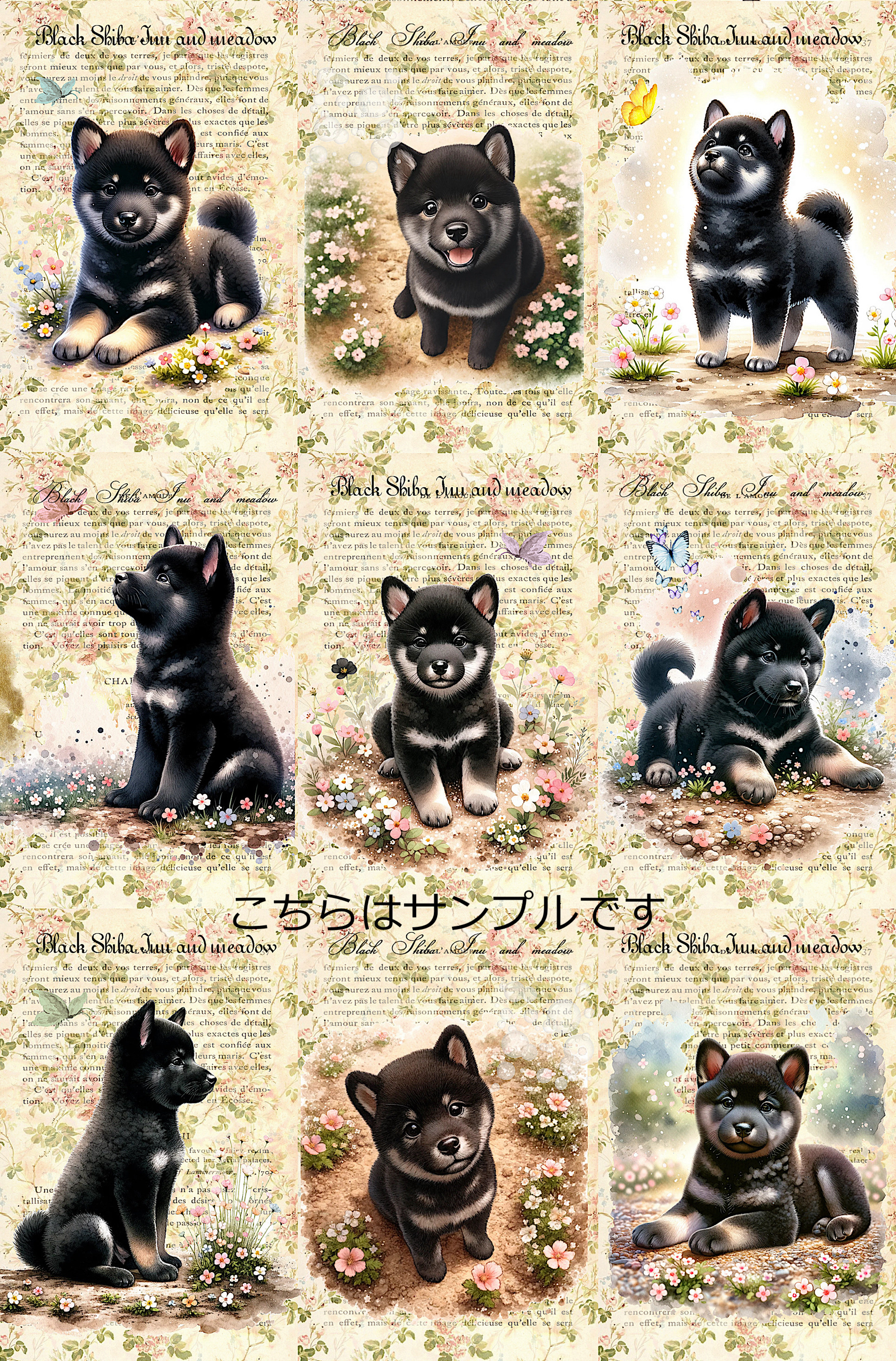 激レア柴犬と女の子パネル生地　ハンドメイド