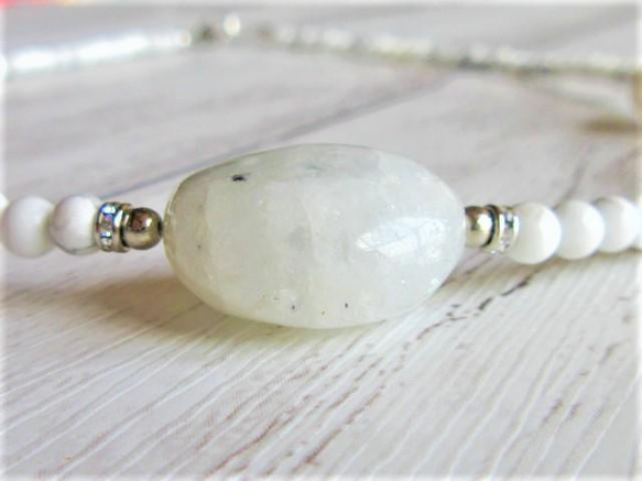 【C16】　清らかな白の調和｜ミルキークォーツ×ホワイトジェイド×ホワイトハウライト　天然石ネックレス　天然石ビーズ 6枚目の画像