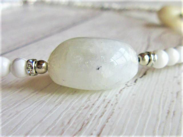 【C16】　清らかな白の調和｜ミルキークォーツ×ホワイトジェイド×ホワイトハウライト　天然石ネックレス　天然石ビーズ 5枚目の画像