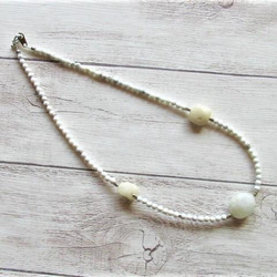 【C16】　清らかな白の調和｜ミルキークォーツ×ホワイトジェイド×ホワイトハウライト　天然石ネックレス　天然石ビーズ 9枚目の画像