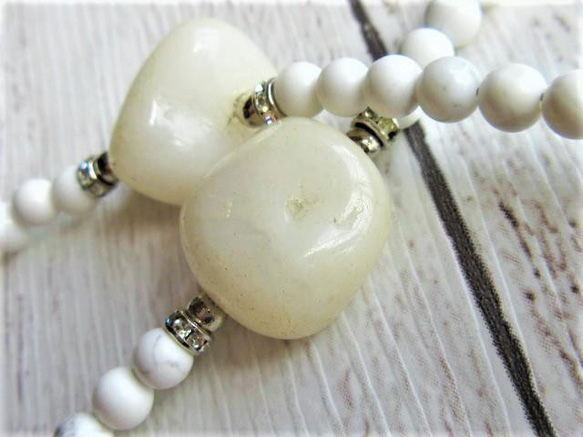 【C16】　清らかな白の調和｜ミルキークォーツ×ホワイトジェイド×ホワイトハウライト　天然石ネックレス　天然石ビーズ 7枚目の画像
