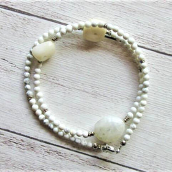 【C16】　清らかな白の調和｜ミルキークォーツ×ホワイトジェイド×ホワイトハウライト　天然石ネックレス　天然石ビーズ 2枚目の画像