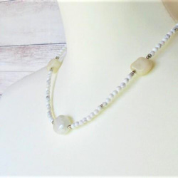 【C16】　清らかな白の調和｜ミルキークォーツ×ホワイトジェイド×ホワイトハウライト　天然石ネックレス　天然石ビーズ 10枚目の画像