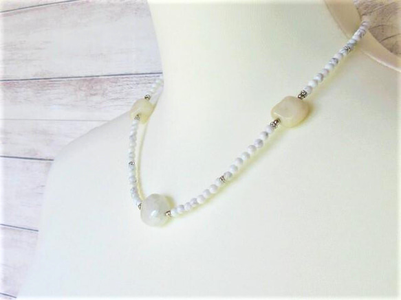 【C16】　清らかな白の調和｜ミルキークォーツ×ホワイトジェイド×ホワイトハウライト　天然石ネックレス　天然石ビーズ 10枚目の画像