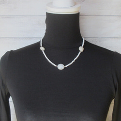 【C16】　清らかな白の調和｜ミルキークォーツ×ホワイトジェイド×ホワイトハウライト　天然石ネックレス　天然石ビーズ 11枚目の画像