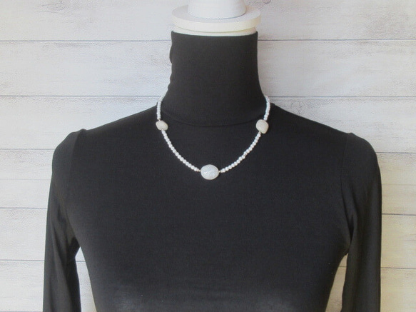 【C16】　清らかな白の調和｜ミルキークォーツ×ホワイトジェイド×ホワイトハウライト　天然石ネックレス　天然石ビーズ 11枚目の画像