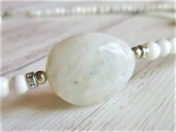 【C16】　清らかな白の調和｜ミルキークォーツ×ホワイトジェイド×ホワイトハウライト　天然石ネックレス　天然石ビーズ 4枚目の画像