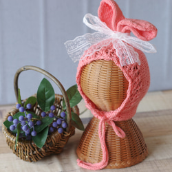 BABY うさ耳ボンネット ピンク 7a2b881316d236d4fe41ae8a7f2472