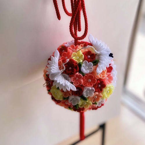 受注生産】つまみ細工のボールブーケ 七五三 結婚式 ブーケ つまみ細工