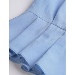 【ロマンティック Vネック フリル ブラウス】ブルー プリーツ 半袖シャツ A-00640 15枚目の画像
