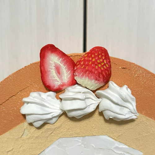 テクスチャーアート アクリル画 原画販売 フルーツロールケーキ