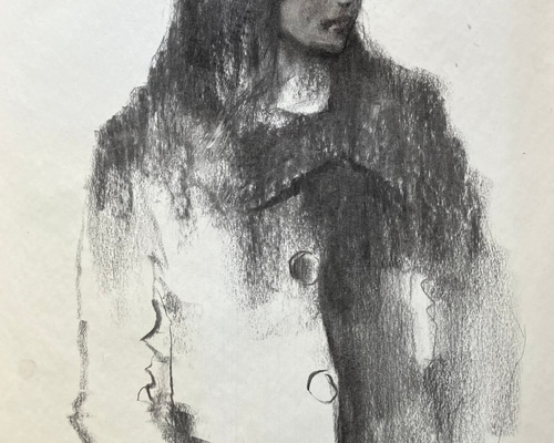外套の婦人」 ※再販不可 原画 ドローイング クロッキー 人物画 現代