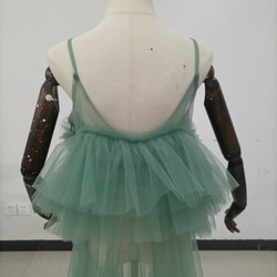送料無料 ！上品！ペールトーンのミントグリーン色 チュールドレス  ソフトチュール   カラードレスオーバースカート 12枚目の画像