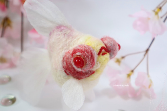 白出目金　金魚　羊毛フェルト　アクアリウム　夏　春　母の日 