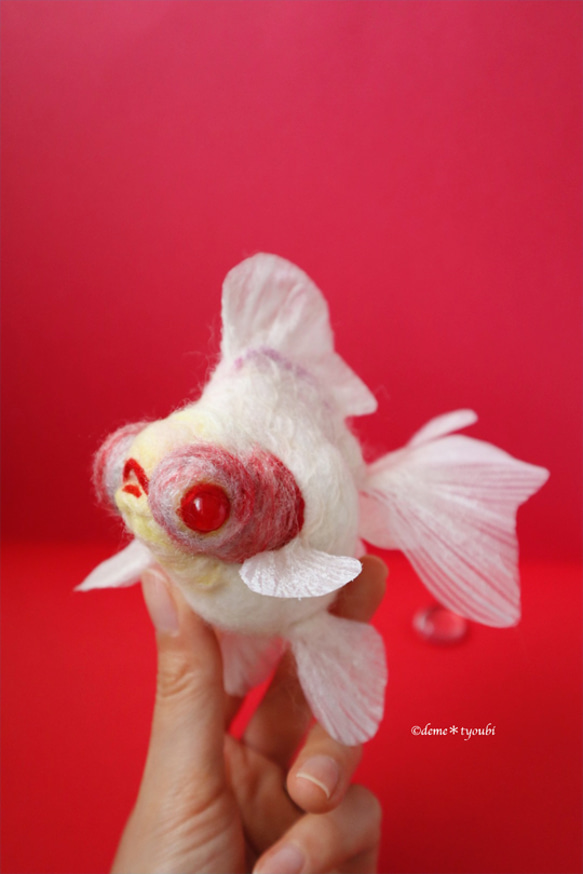 白出目金　金魚　羊毛フェルト　アクアリウム　夏　春　母の日 