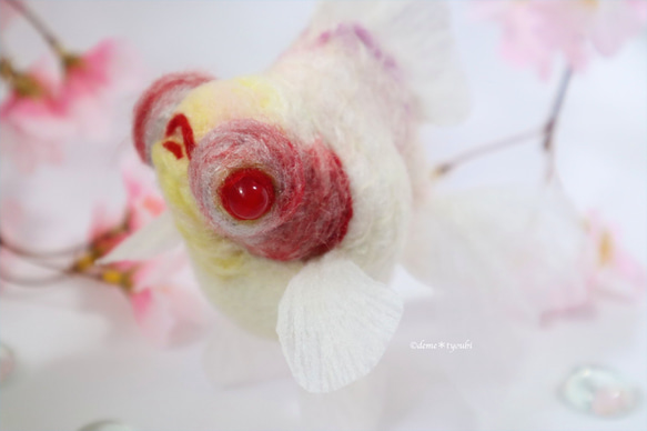 白出目金　金魚　羊毛フェルト　アクアリウム　夏　春　母の日 