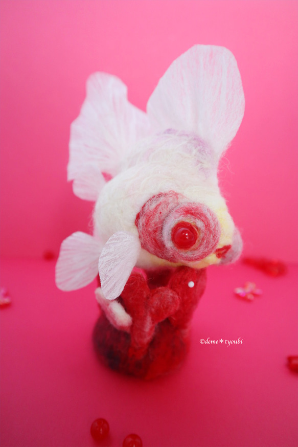 白出目金　金魚　羊毛フェルト　アクアリウム　夏　春　母の日 