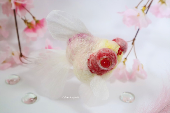 白出目金　金魚　羊毛フェルト　アクアリウム　夏　春　母の日 