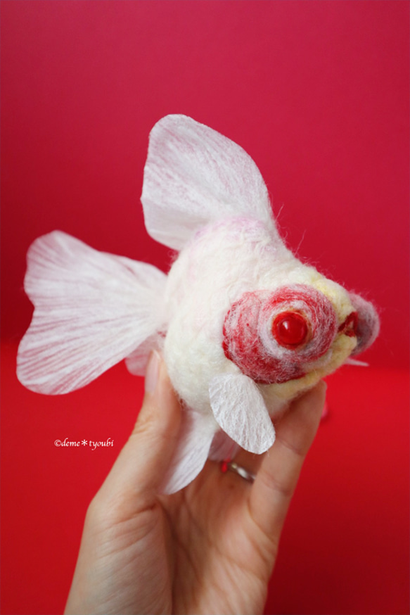 白出目金　金魚　羊毛フェルト　アクアリウム　夏　春　母の日 