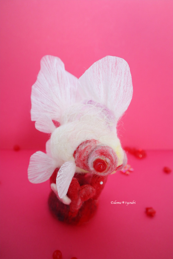 白出目金　金魚　羊毛フェルト　アクアリウム　夏　春　母の日 