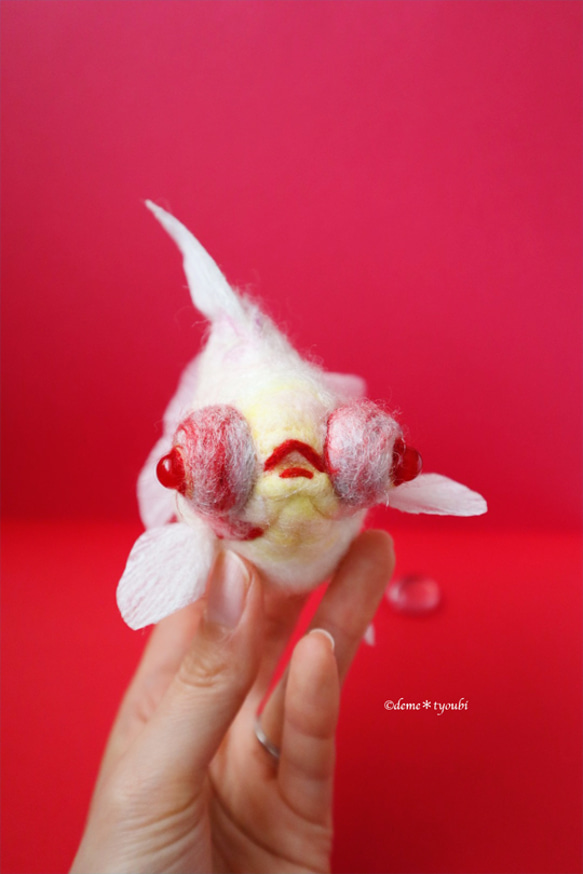 白出目金　金魚　羊毛フェルト　アクアリウム　夏　春　母の日 