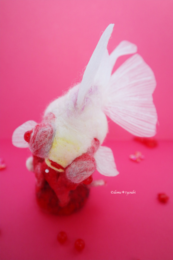 白出目金　金魚　羊毛フェルト　アクアリウム　夏　春　母の日 