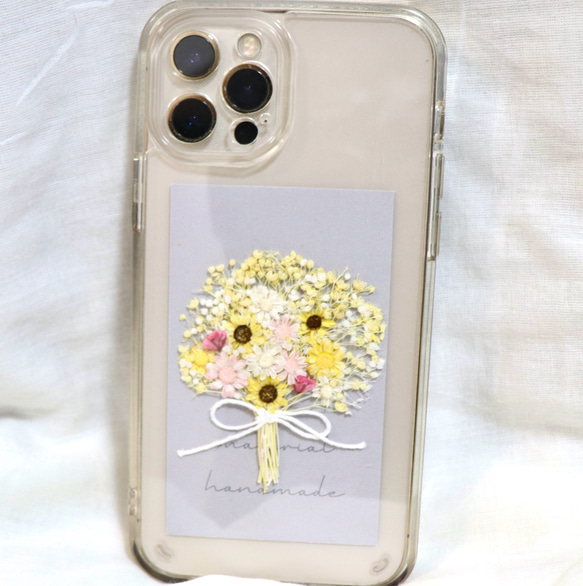 【全機種対応】スマートフォンインナーシート iPhoneケース カバー 花 花束 ドライフラワー 向日葵 ひまわり 1枚目の画像