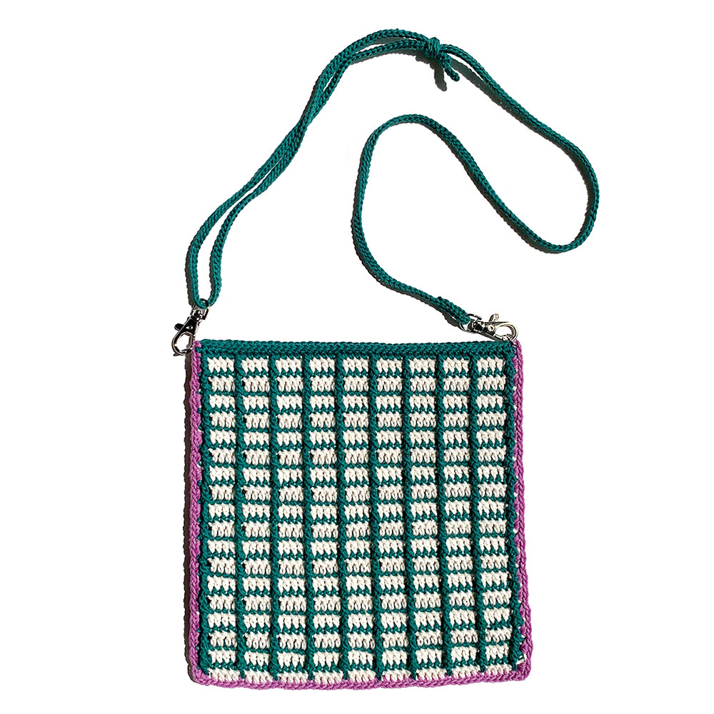 【サコッシュ】スクエア バイカラー 2WAY バッグ GRN×LAV