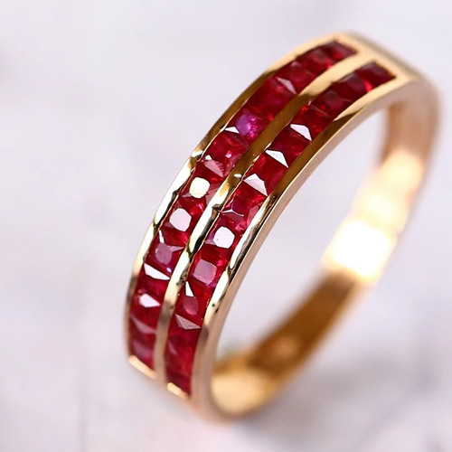 パワー」K18ピンクゴールド 天然ルビー 情熱 7月誕生石 リング 計1.23  