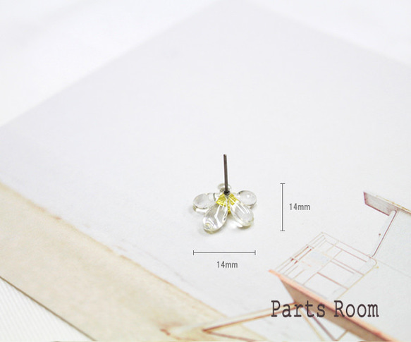 [4 件] 透明捲花耳環 [金色] [鈦柱/無扣] -mt-4299 第3張的照片
