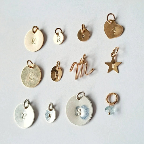 イニシャルプレートチャーム[ブロック体] [シルバー925] 【着せ替え