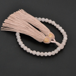 数珠と数珠袋のセット　ローズクオーツ×桜 3枚目の画像
