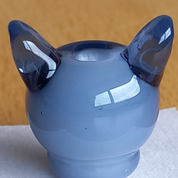 とんぼ玉のお香立て　猫 (ω) L〈ブルー猫〉 5枚目の画像