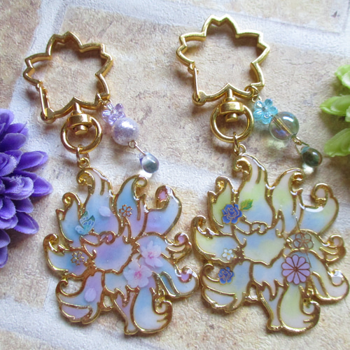 桜とパールのチャーム2個セット☆カラーチェンジパープル