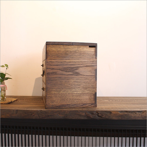 ケヤキ材 ソーイングボックス アンティーク 裁縫箱 小引き出し 小物