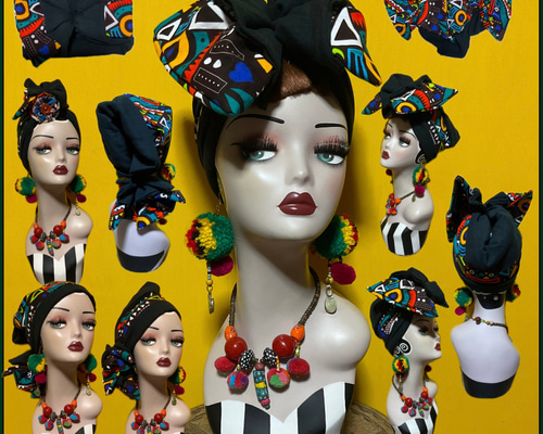 アフリカン キャンディリボンターバン ビッグリボンタイプ エスニック  