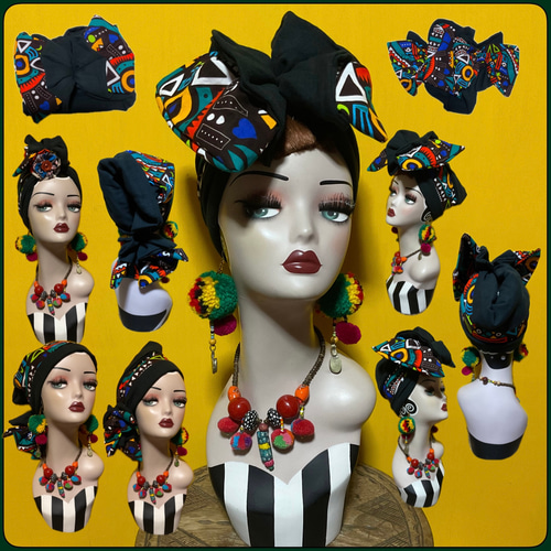 アフリカン キャンディリボンターバン ビッグリボンタイプ エスニック  