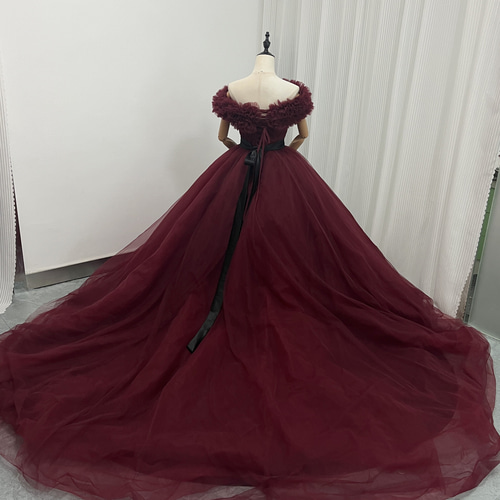 美品　カラードレス　ウェディング オフショルダー ボルドー 楽天市場】カラードレス ウェディングドレス オフショルダー ワイン