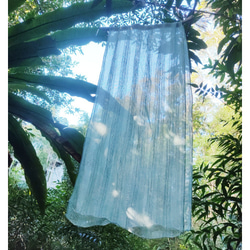 屋久島の草木染めシルクストール縞格子170cm（琉球藍生葉染めブルーグリーン） 3枚目の画像