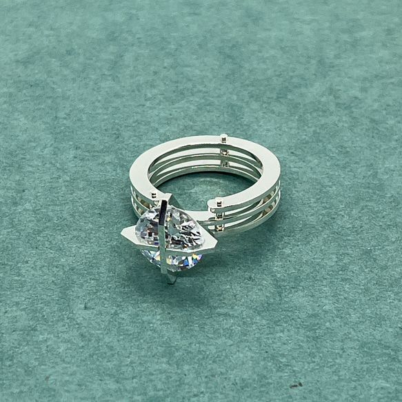 Spring Gimmick 10mm CZ 3arms Ring(Order Production) 8枚目の画像