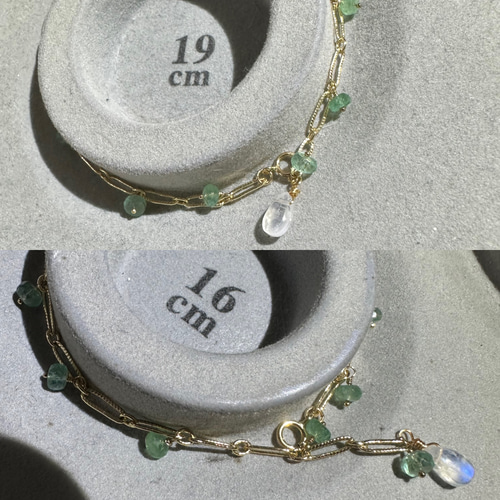 14kgf レインボームーンストーン エメラルド ブレスレット