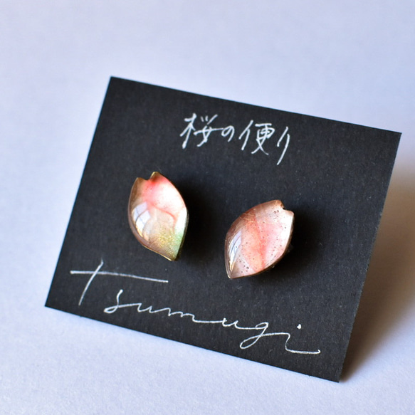 「桜の便り 」耳飾り　金具選択可　 4枚目の画像