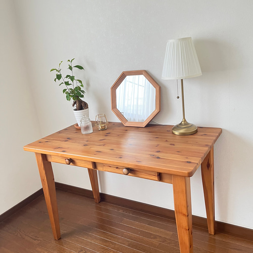 日本製】カットデザイン 八角ミラー アンティーク調 立て掛け