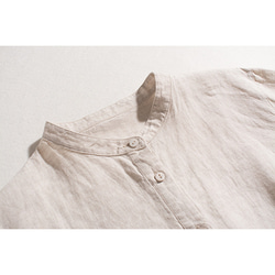 スタンドカラーリネンシャツ　100%リネン長袖シャツ　丸い裾　シンプルリネンシャツ　5色　M-Lサイズ　L346　 8枚目の画像