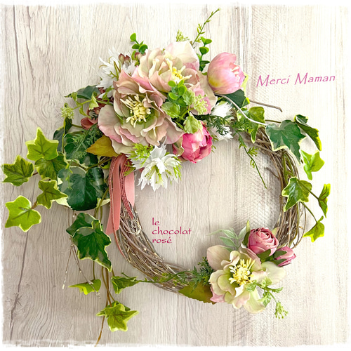 母の日2024☆クリスマスローズのガーデンリース～Creema限定～アーティ