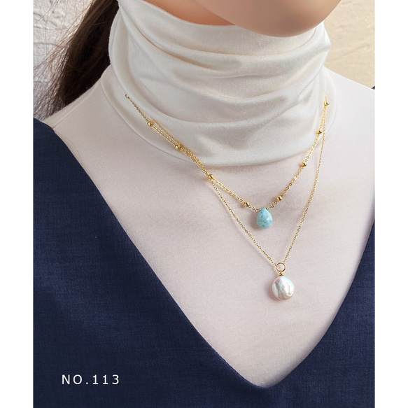 Larimar necklace 晴れやかラリマーのネックレス SV925 １点物デザイン ネコポス発送送料無料 8枚目の画像