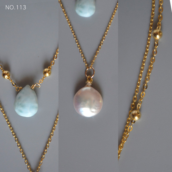 Larimar necklace 晴れやかラリマーのネックレス SV925 １点物デザイン ネコポス発送送料無料 5枚目の画像