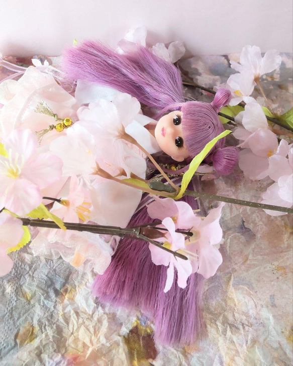 ドール服　リカちゃん　27cmドール 和風 ロリータ　桜の花びら ドレス 7枚目の画像